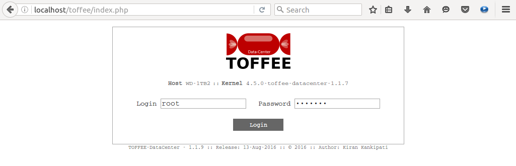 71-1 TOFFEE-DataCenter WAN Optimization Login page